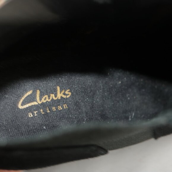 Clarks Womens Rosepoint Bell Boot Size 9.5 Black Suede Chelsea Bootie Wedge Heel - Picture 9 of 11